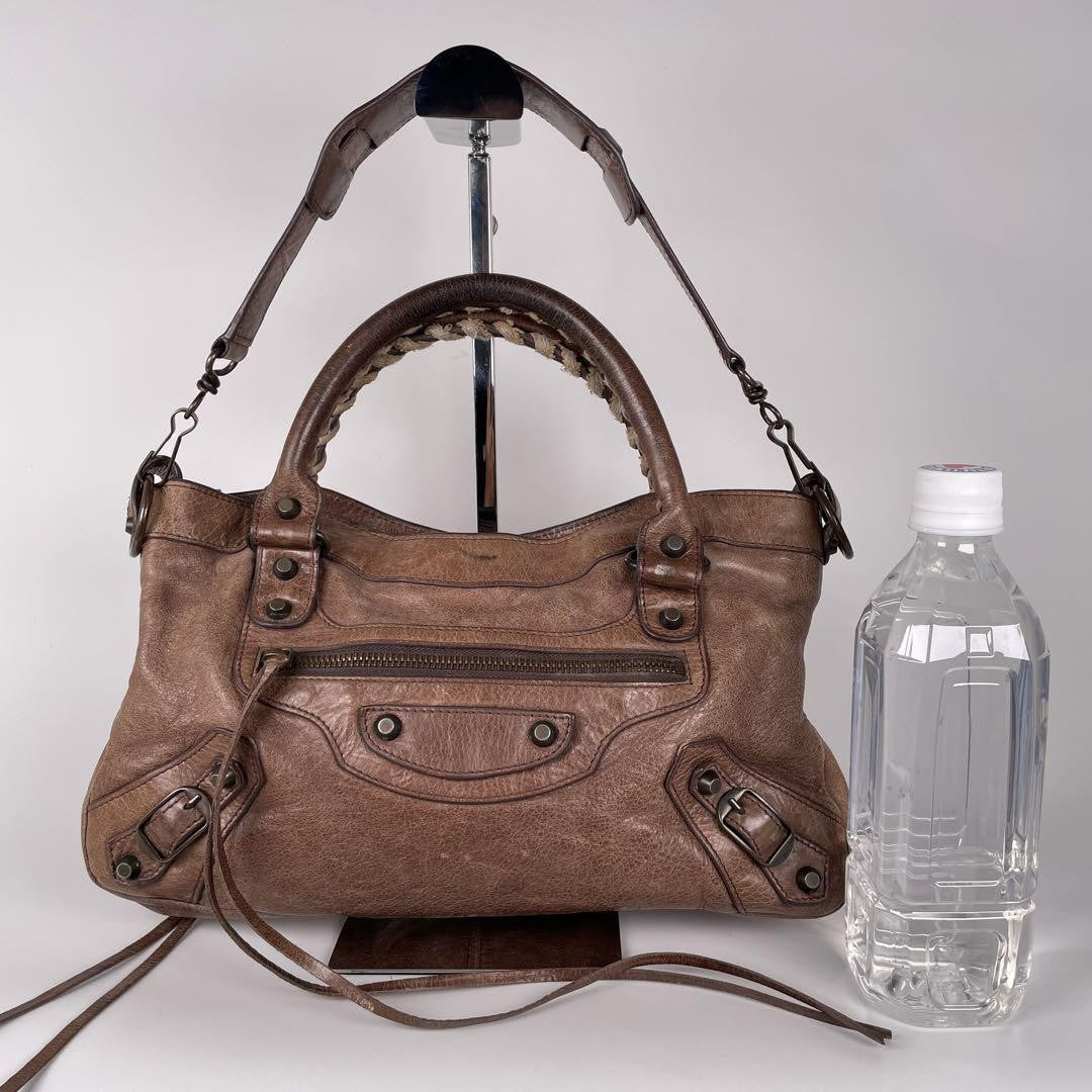 Genuine Pre-Owned Balenciaga The First hand, shoulder bag 2-way brown leather