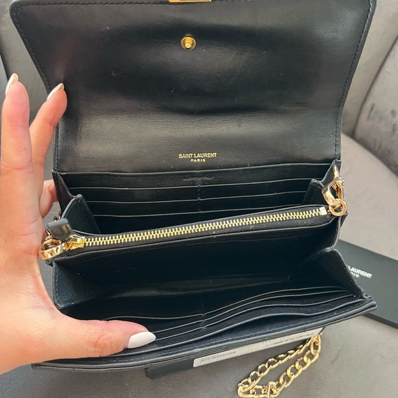 Authentic Preowned Saint Laurent Vicky Black Quilted Monogram Wallet