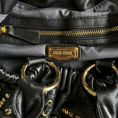 Miu Miu Leather Studded Y2K Handbag w/ Braids &amp; Beads