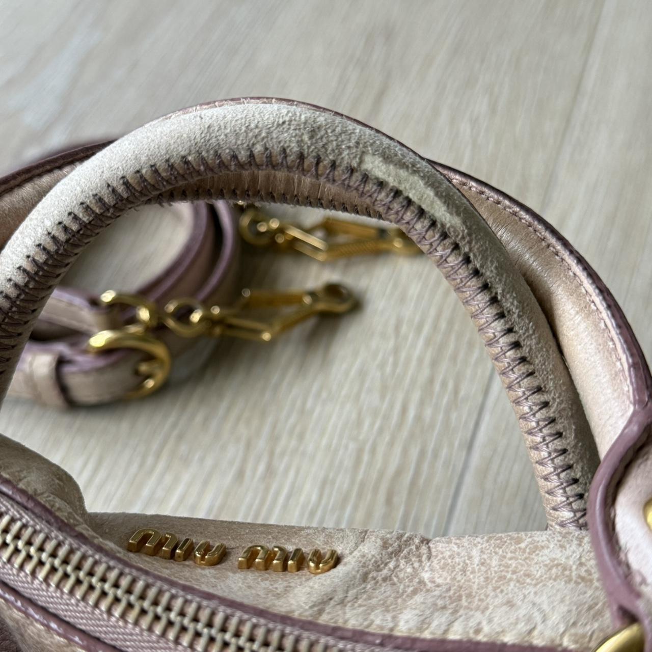 Miu Miu Vitello Mini Small Beige Shoulder Bag Crossbody Leather Ribbons