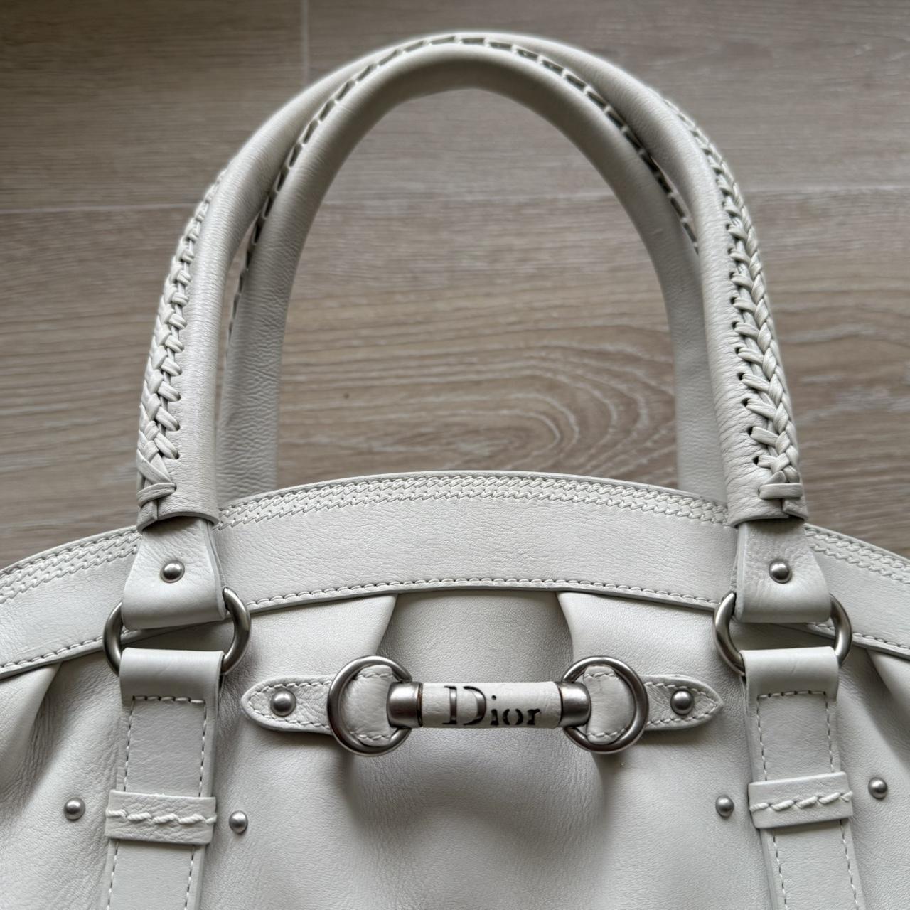 Christian Dior Y2K handbag tote bag white leather