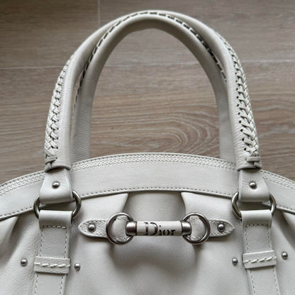 Christian Dior Y2K handbag tote bag white leather