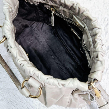 Genuine Pre-Owned MIU MIU leather shoulder bag 2-way Vittero Luxe beige