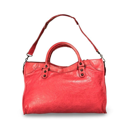 Genuine Pre-Owned BALENCIAGA The City 2-way shoulder hand red leather