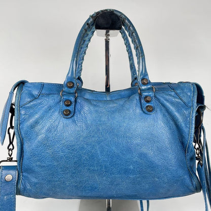 Genuine Pre-Owned Balenciaga Hand, shoulder bag blue leather