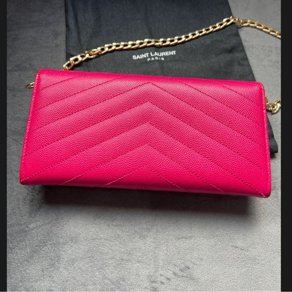 Authentic Preowned Yves Saint Laurent matelasse envelope flap long clutch wallet