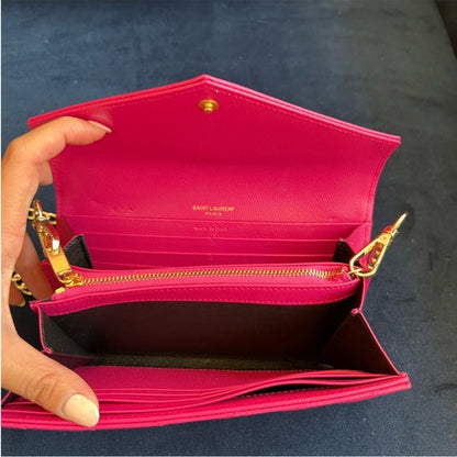 Authentic Preowned Yves Saint Laurent matelasse envelope flap long clutch wallet