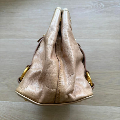 Miu Miu Vitello 2-Way Handbag Light Brown Y2K