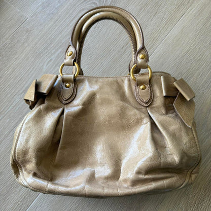 Miu Miu Vitello 2WAY Small Beige Shoulder Bag Crossbody Leather w/Ribbons