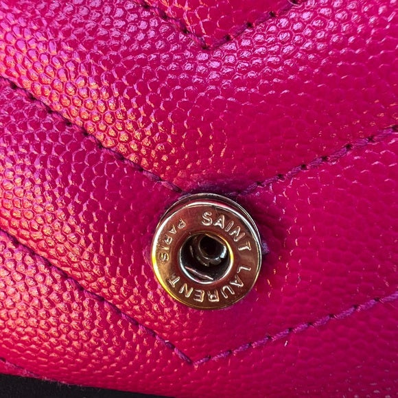 Authentic Preowned Yves Saint Laurent matelasse envelope flap long clutch wallet