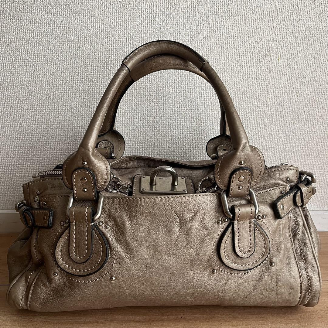 Genuine Pre-Owned Beautiful Chloe Paddington padlocked tote bag beige leather