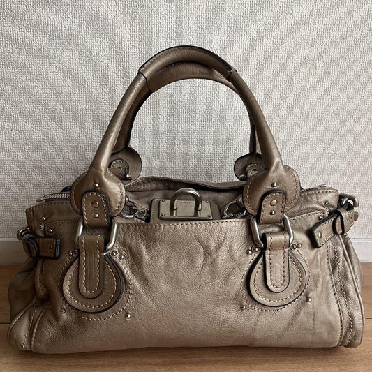 Genuine Pre-Owned Beautiful Chloe Paddington padlocked tote bag beige leather