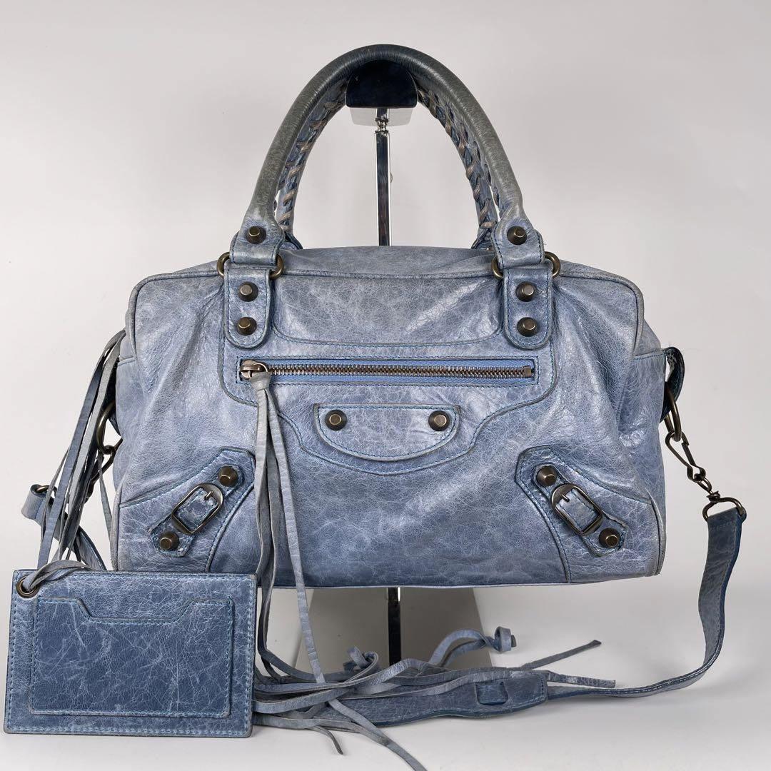 Genuine Pre-Owned Balenciaga Hand and shoulder bag 2-way leather blue