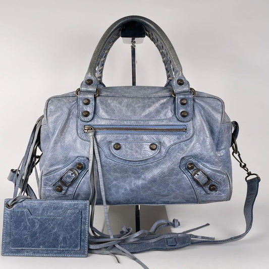 Genuine Pre-Owned Balenciaga Hand and shoulder bag 2-way leather blue