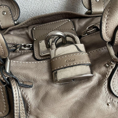 Genuine Pre-Owned Beautiful Chloe Paddington padlocked tote bag beige leather