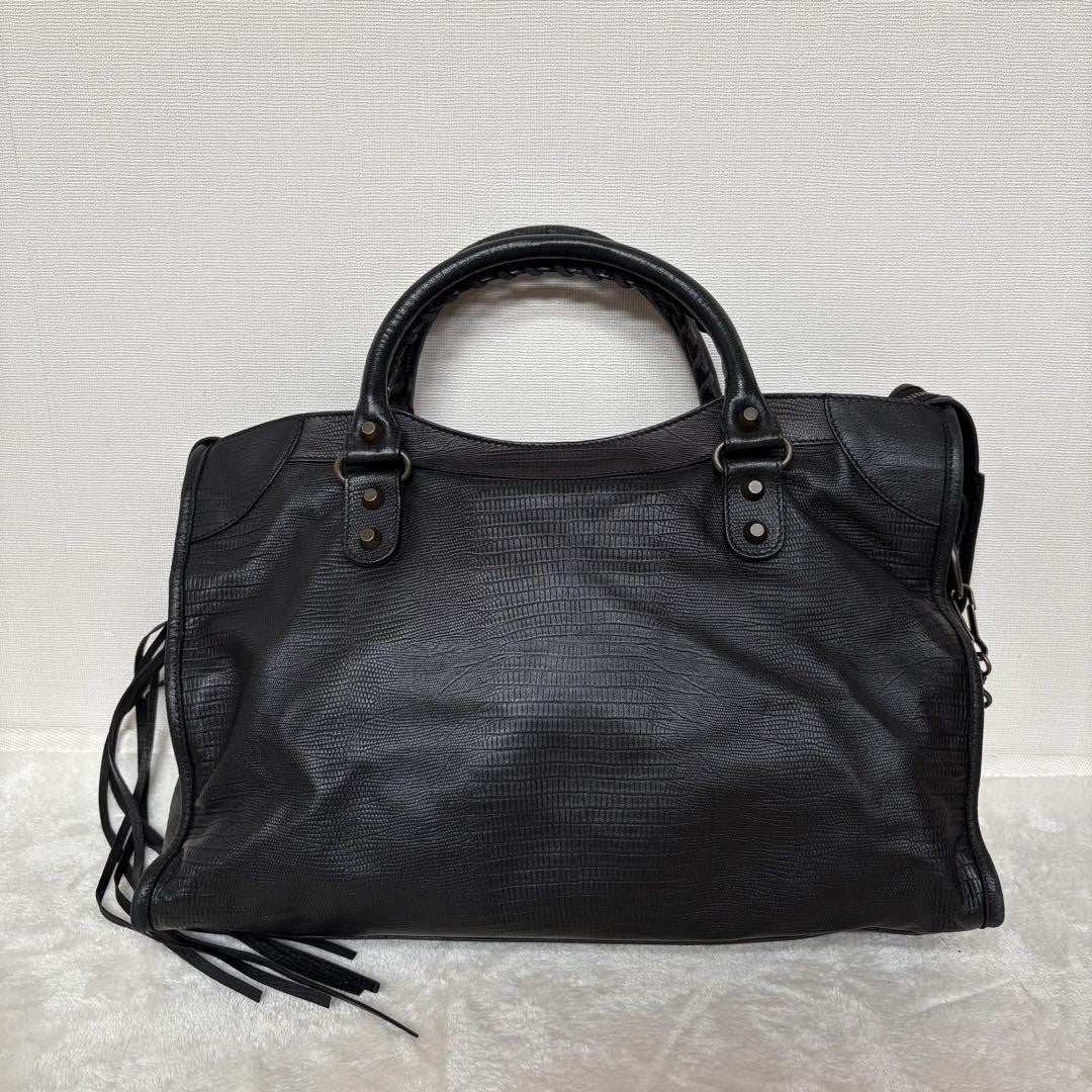 Genuine Pre-Owned Beautiful BALENCIAGA The City Bag Embossed Black Shoulder