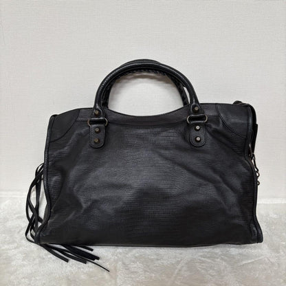Genuine Pre-Owned Beautiful BALENCIAGA The City Bag Embossed Black Shoulder