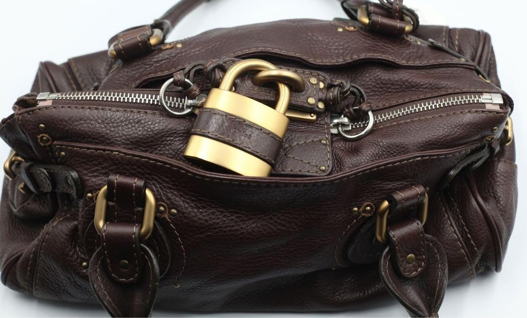 Genuine Pre-Owned Beautiful Chloe Paddington handbag padlock leather chocolate
