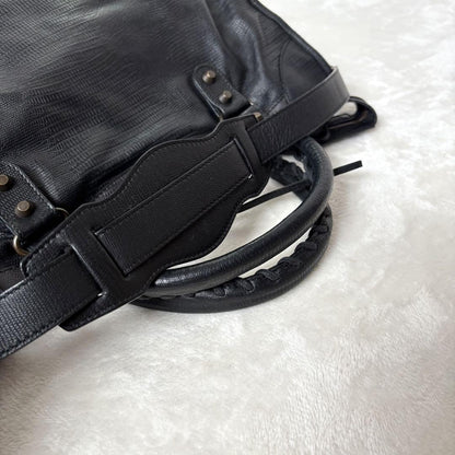 Genuine Pre-Owned Beautiful BALENCIAGA The City Bag Embossed Black Shoulder