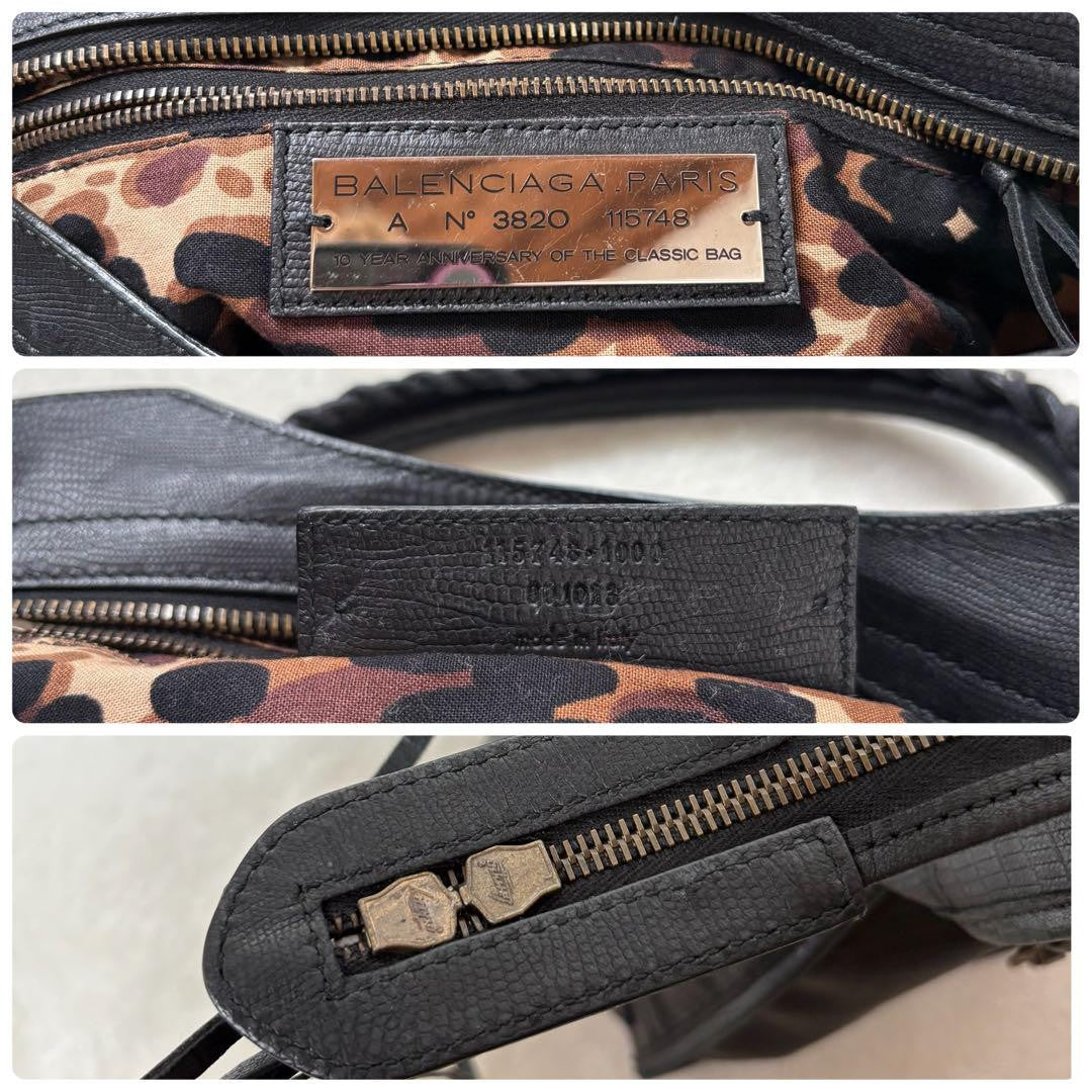 Genuine Pre-Owned Beautiful BALENCIAGA The City Bag Embossed Black Shoulder