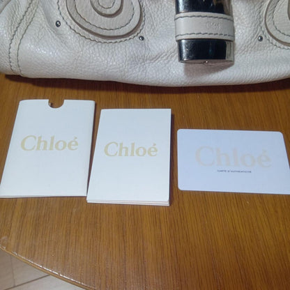 Genuine Preowned Chloe Paddington leather handbag tote white