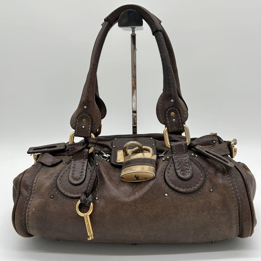 Genuine Pre-Owned Beautiful Chloe Paddington handbag padlocked leather dark brown