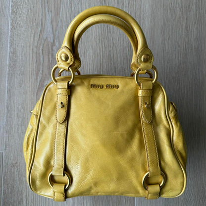 Miu Miu Yellow/Gold Hobo Bag - 2WAY Leather Tote