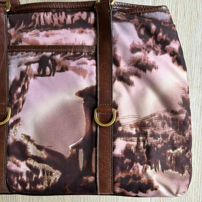 Prada Tote Bag - Landscape Print, Pink Multi Nylon/Leather Y2K Rare