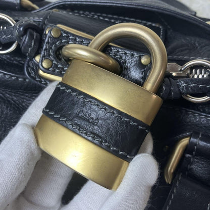Genuine Pre-Owned Beautiful Chloe Paddington Handbag Leather Black Padlock