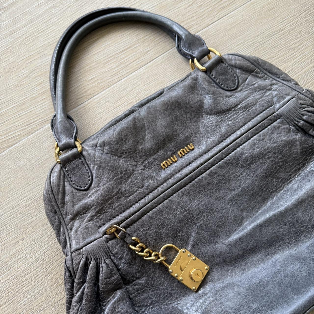 Miu Miu 2WAY Y2K Large Shoulder Bag Dark Grey