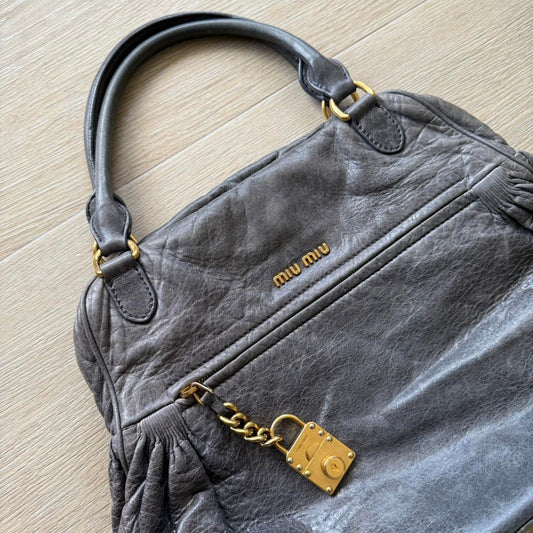 Miu Miu 2WAY Y2K Large Shoulder Bag Dark Grey