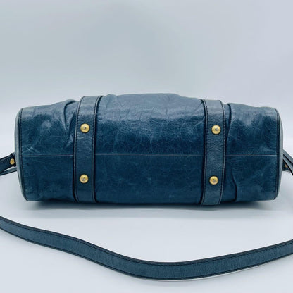 Genuine Pre-Owned miu miu Vitello Lux Ribbon 2way Bag Navy