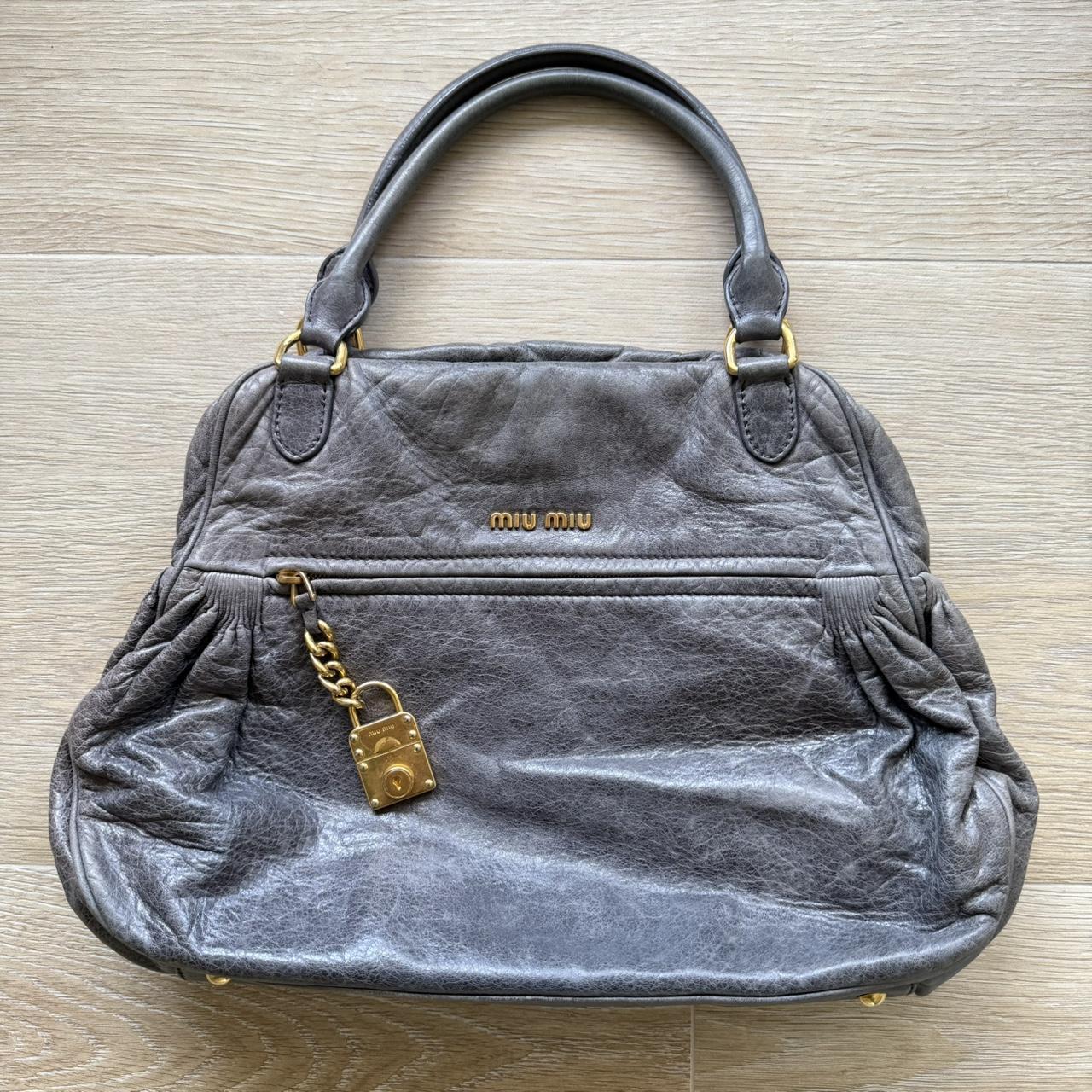 Miu Miu 2WAY Y2K Large Shoulder Bag Dark Grey