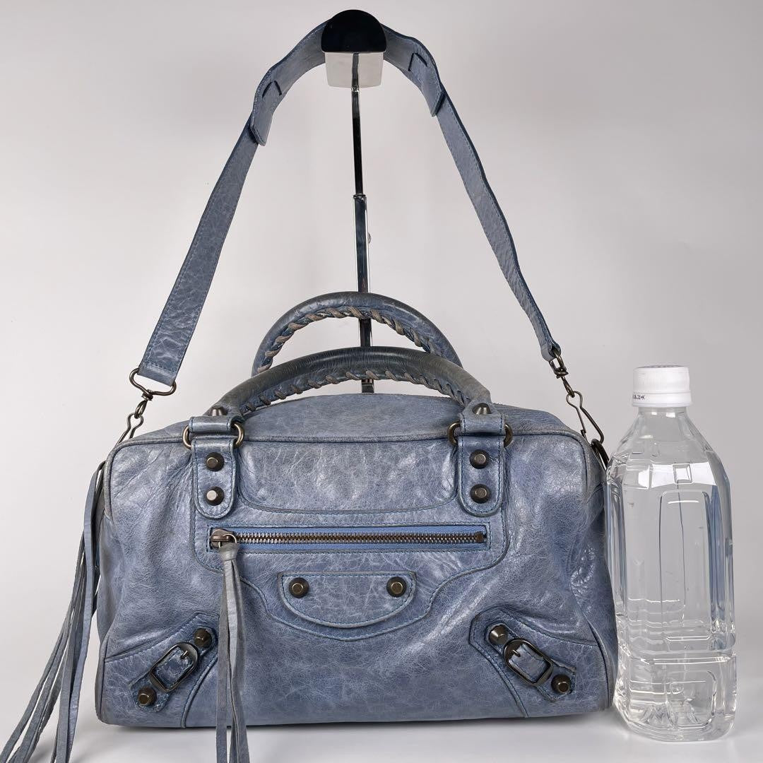 Genuine Pre-Owned Balenciaga Hand and shoulder bag 2-way leather blue