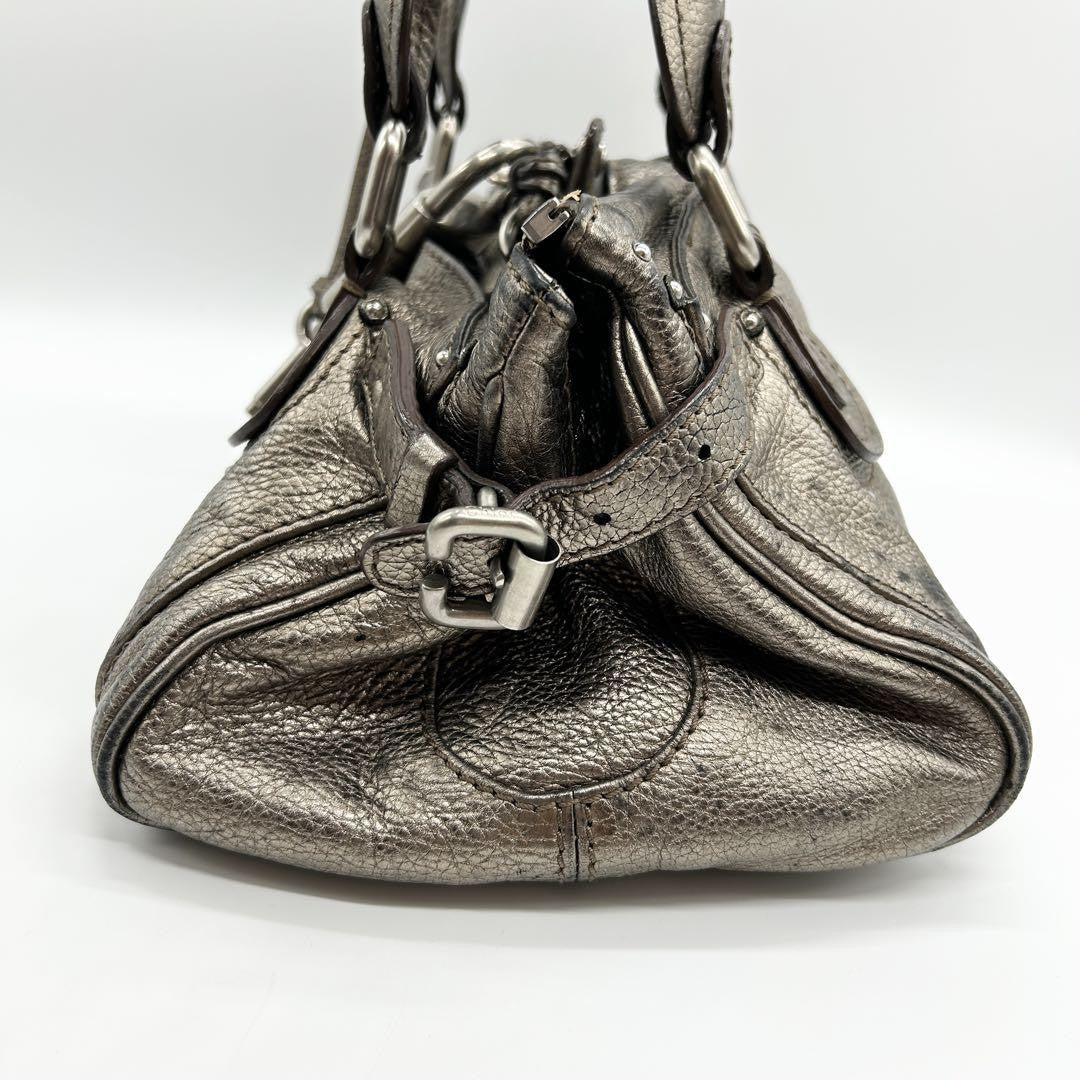 Rare Chloe Paddington handbag metallic silver Shoulder Bag Leather Women's