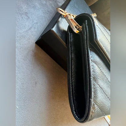 Authentic Preowned YSL cassandre envelope wallet on chain