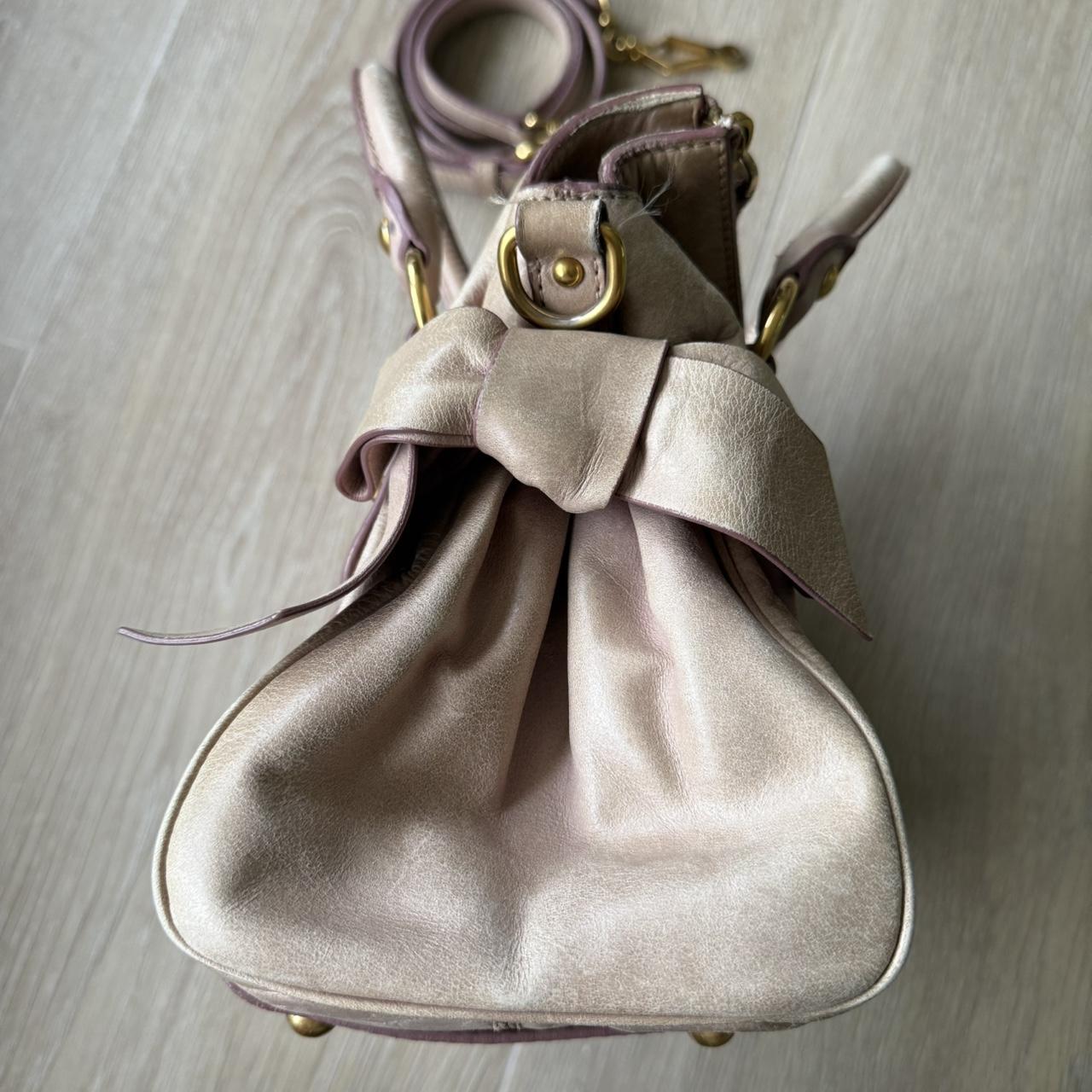 Miu Miu Vitello Mini Small Beige Shoulder Bag Crossbody Leather Ribbons