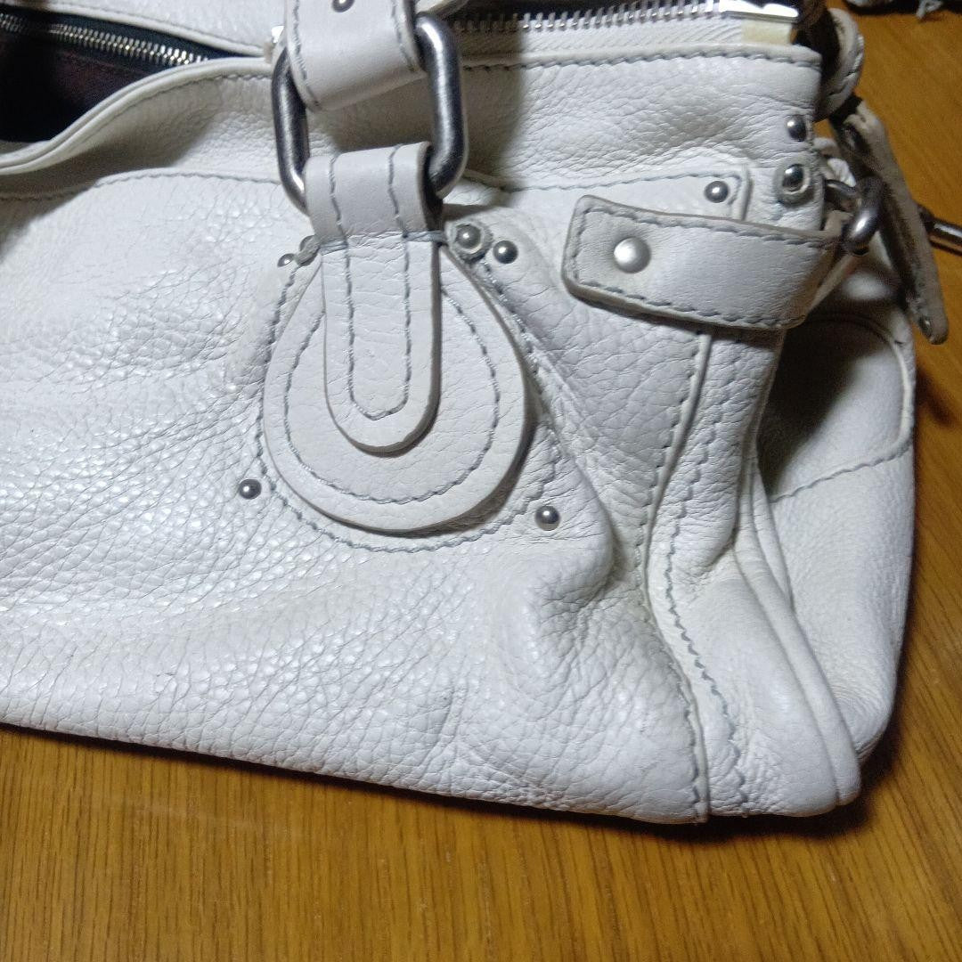Genuine Preowned Chloe Paddington leather handbag tote white