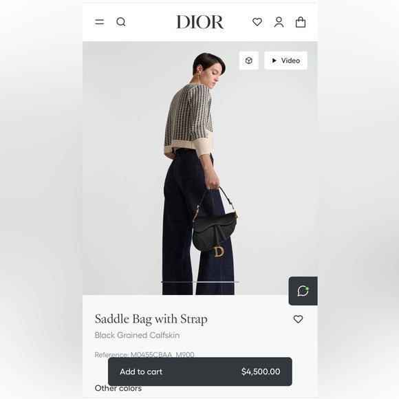 Authentic Preowned Christian Dior Saddle Bag in Grained black leather