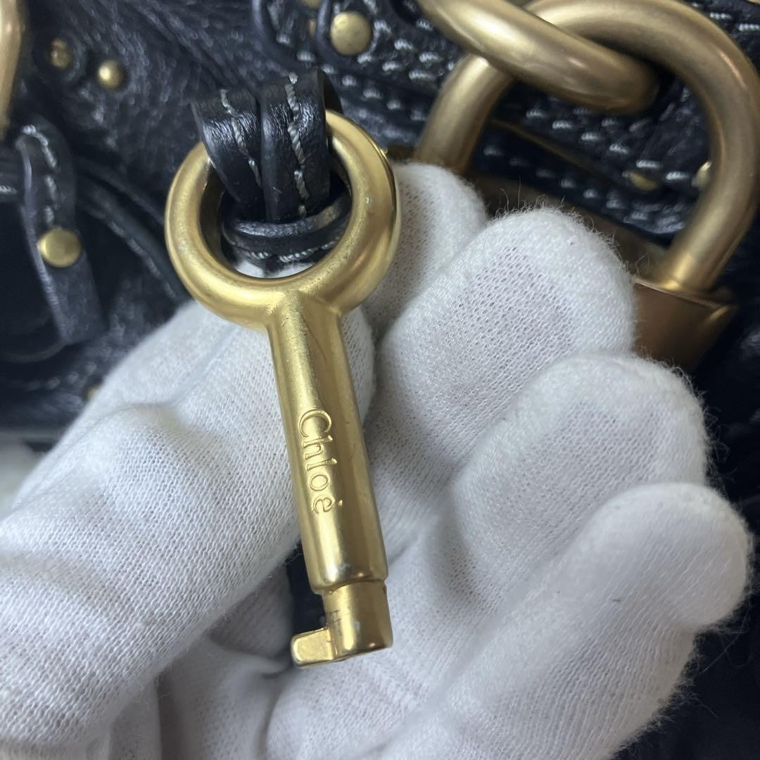 Genuine Pre-Owned Beautiful Chloe Paddington Handbag Leather Black Padlock