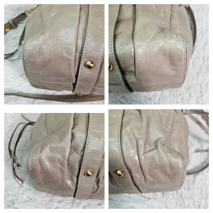 Genuine Pre-Owned MIU MIU leather shoulder bag 2-way Vittero Luxe beige