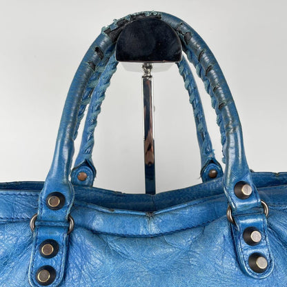 Genuine Pre-Owned Balenciaga Hand, shoulder bag blue leather