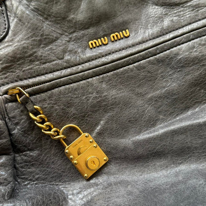 Miu Miu 2WAY Y2K Large Shoulder Bag Dark Grey