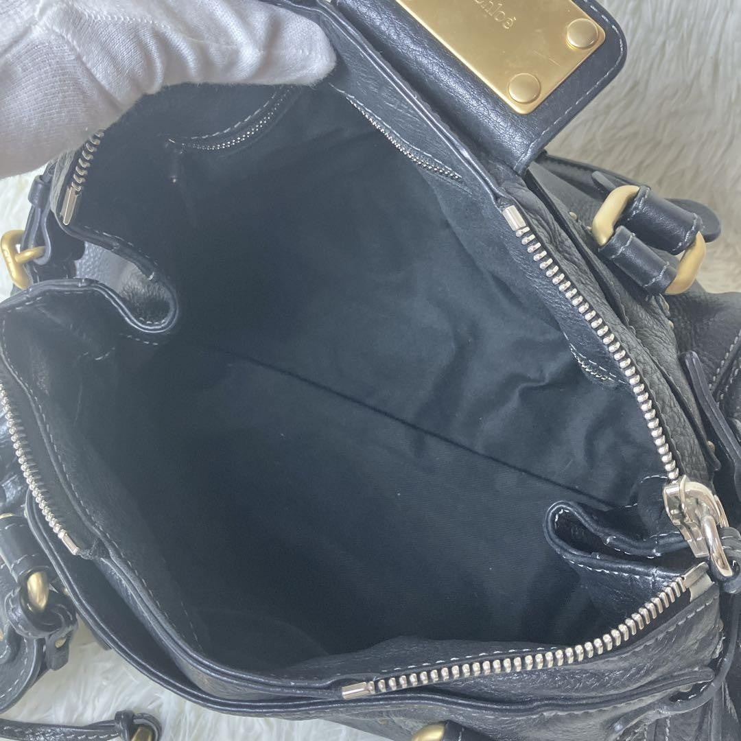 Genuine Pre-Owned Beautiful Chloe Paddington Handbag Leather Black Padlock