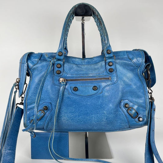 Genuine Pre-Owned Balenciaga Hand, shoulder bag blue leather