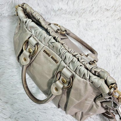 Genuine Pre-Owned MIU MIU leather shoulder bag 2-way Vittero Luxe beige