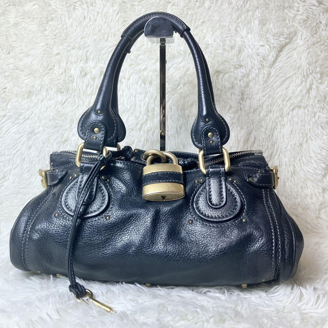 Genuine Pre-Owned Beautiful Chloe Paddington Handbag Leather Black Padlock