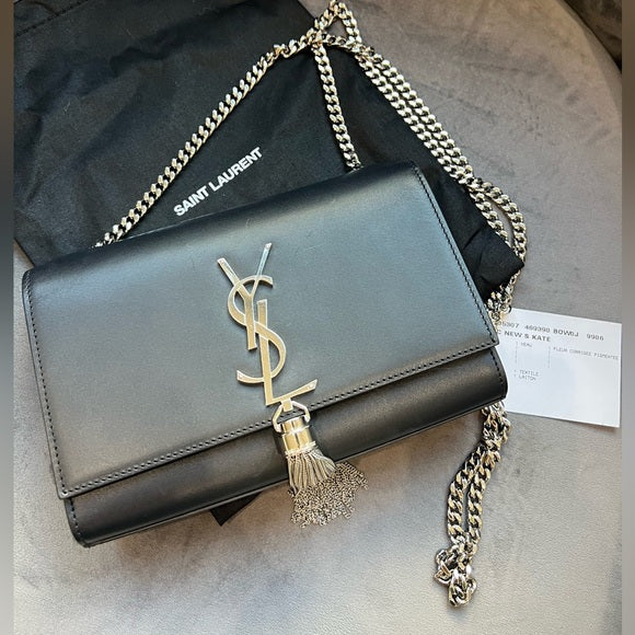 Authentic Preowned Saint Laurent Monogram Kate Tassel in Black