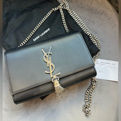 Authentic Preowned Saint Laurent Monogram Kate Tassel in Black