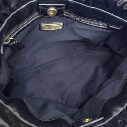 Rare Miu Miu VITELLO LUX 2way Handbag Shoulder bag Leather Black Used